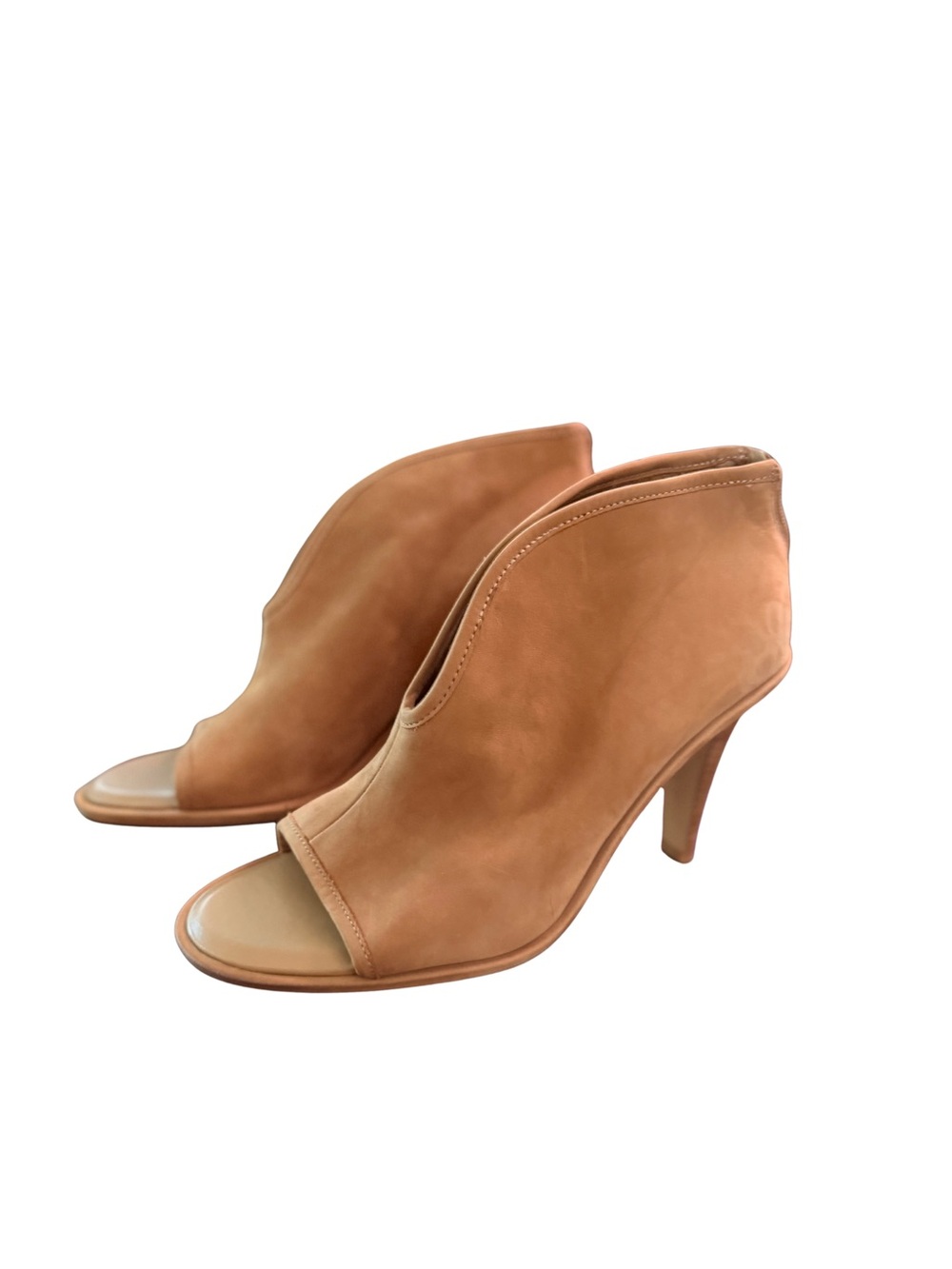 Vince Camuto Tan Suede Open-Toe Heel Booties